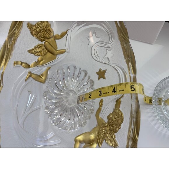 Vintage Gold-Angel Embossed Clear Glass Bowl With Star Accents - Picture 5 of 7